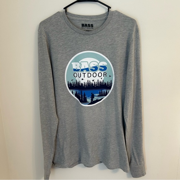 Men’s Long Sleeve Gray T Shirt Bass Outdoors Size Medium - Picture 1 of 4